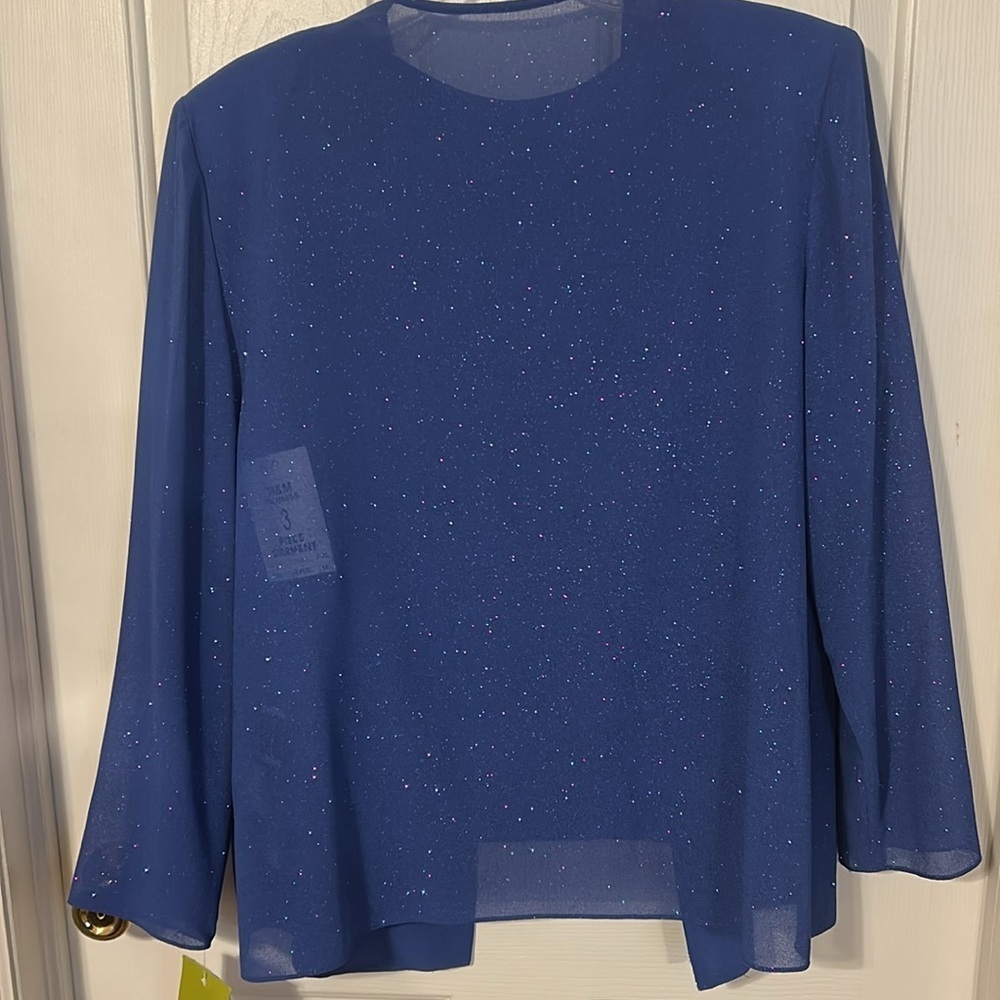 R & M Richards vintage Blue Sequin Jacket and Top Set. NWT. Size14. - Picture 4 of 17